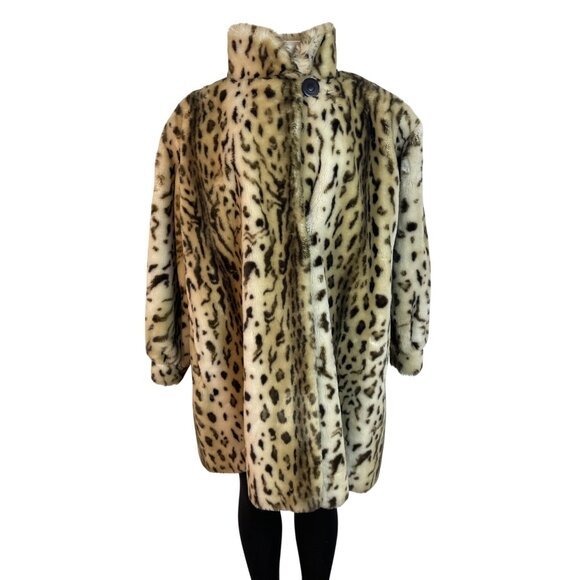 Vintage Leopard Print Faux Fur Coat - Picture 2 of 8